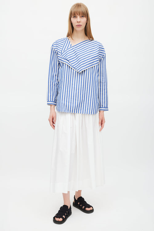 Celine Blue & White Striped Folded Top