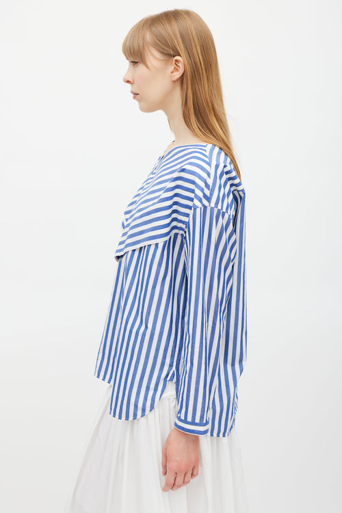 Celine Blue & White Striped Folded Top