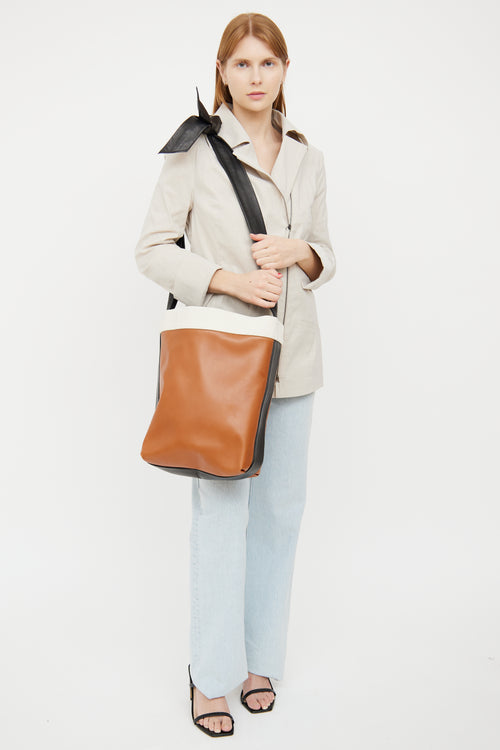 Celine Brown & Black Band Twisted Cabas Bag