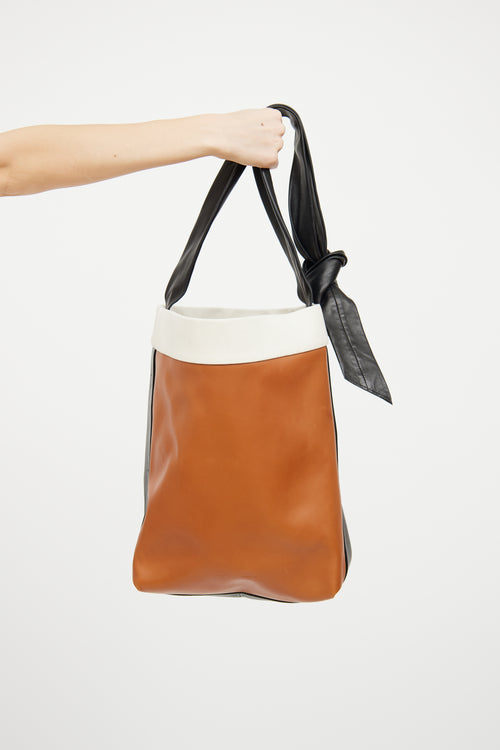 Celine Brown & Black Band Twisted Cabas Bag