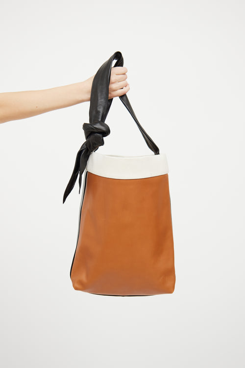 Celine Brown & Black Band Twisted Cabas Bag