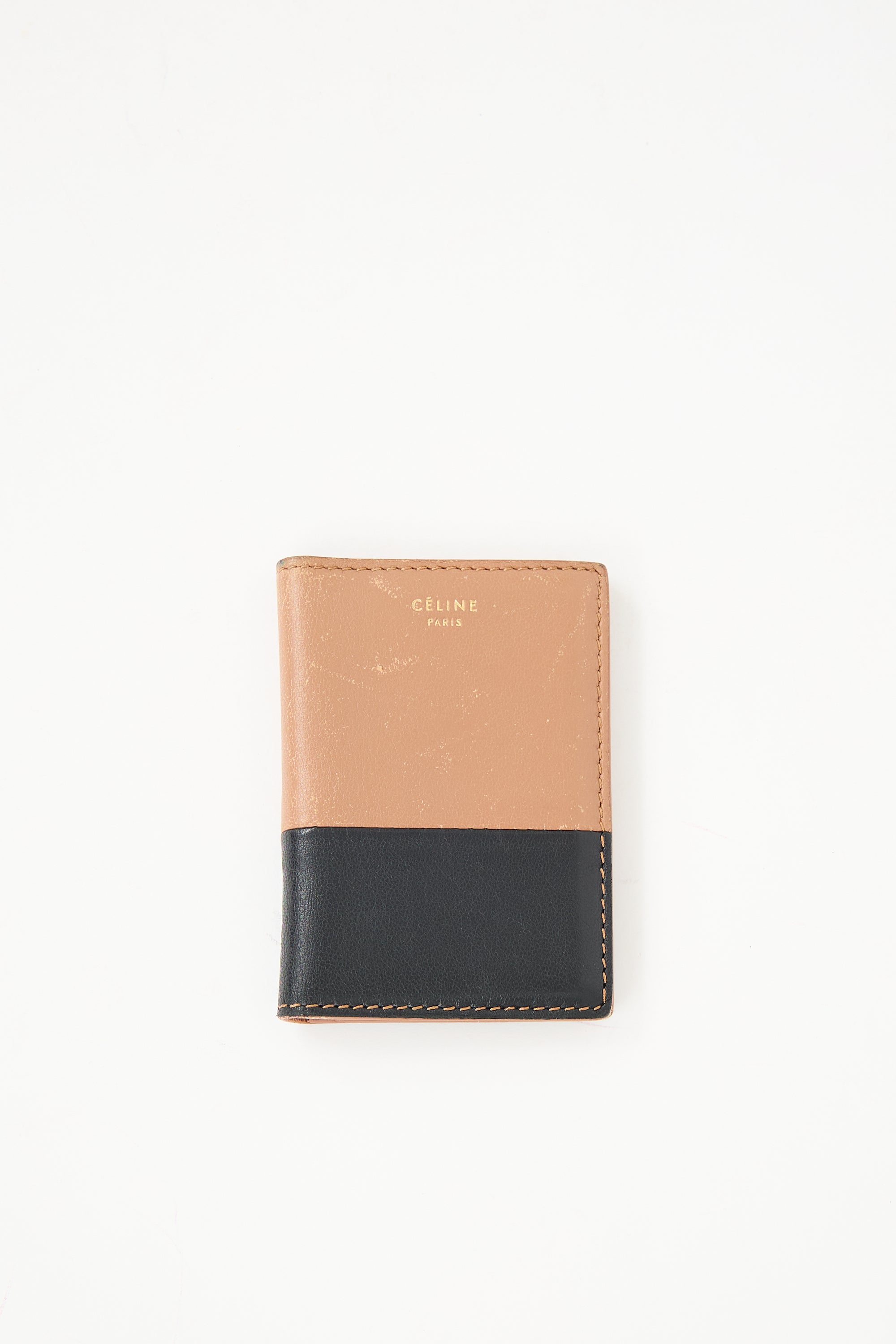 Celine Brown & Black Leather Bifold Card Holder