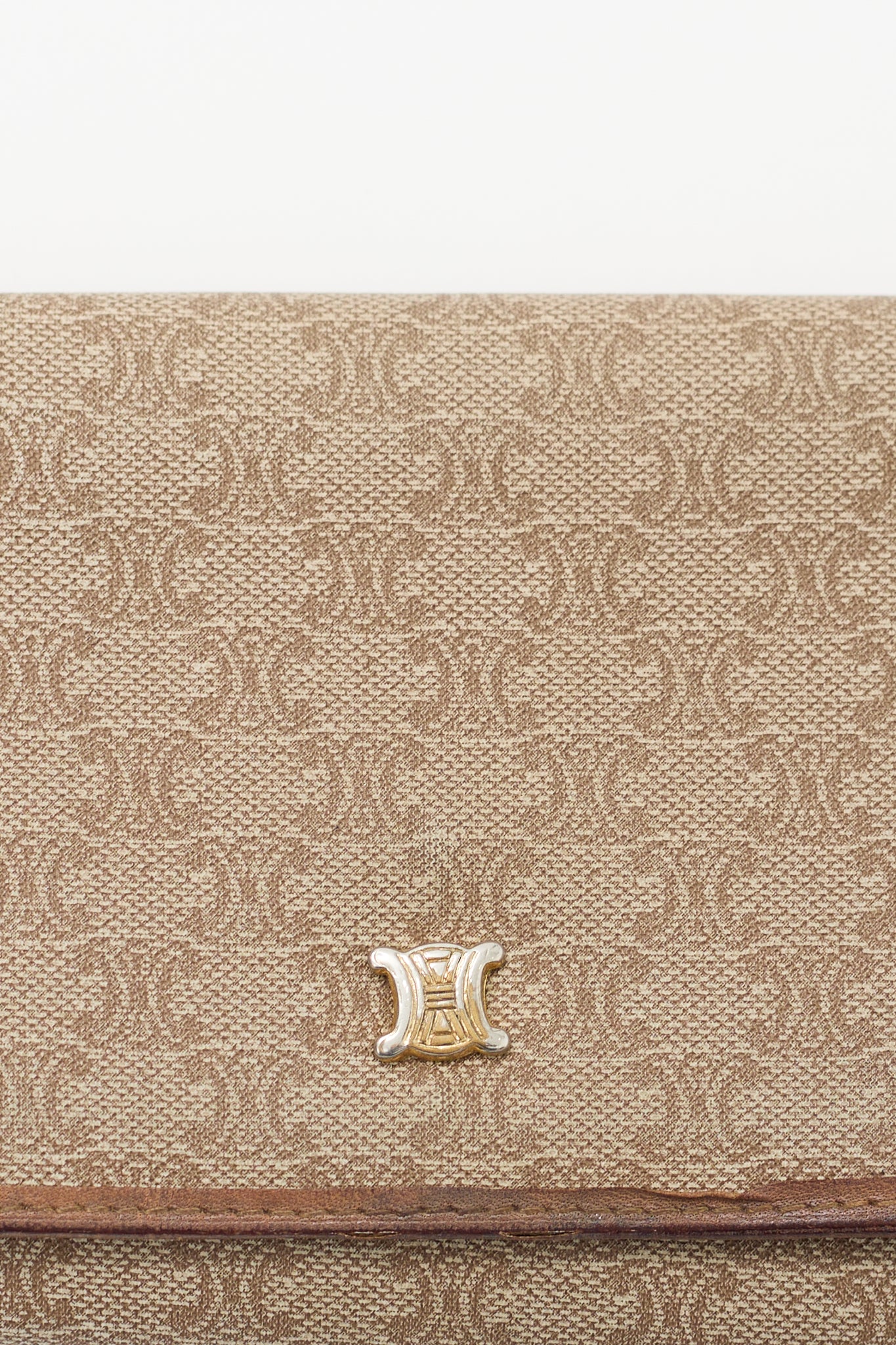 Celine Vintage Brown Canvas Triomphe Monogram Wallet