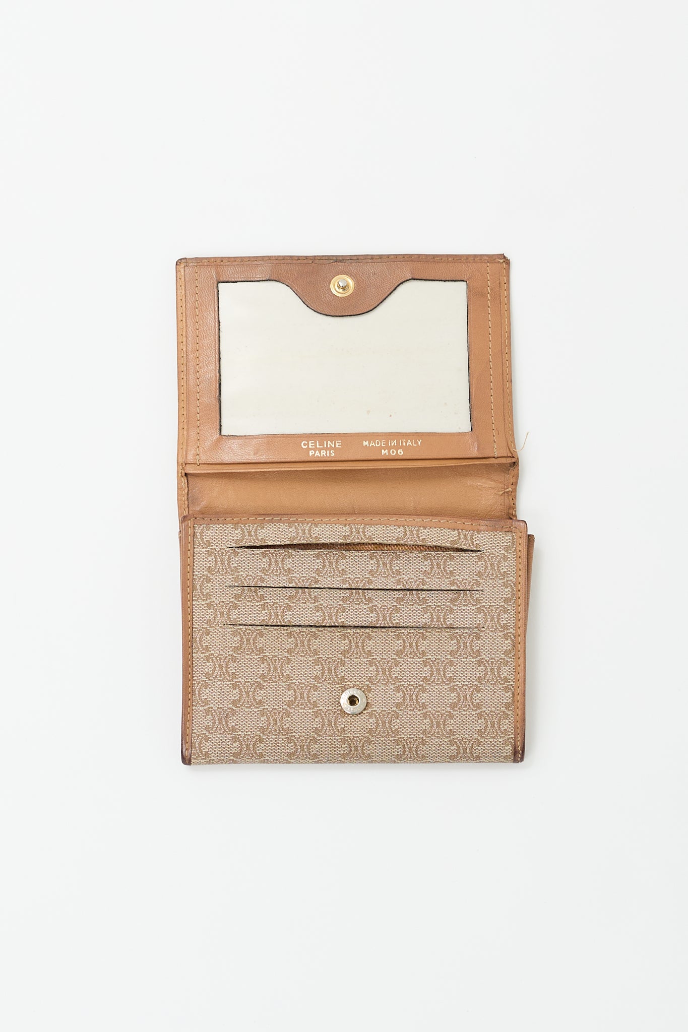 Celine Vintage Brown Canvas Triomphe Monogram Wallet
