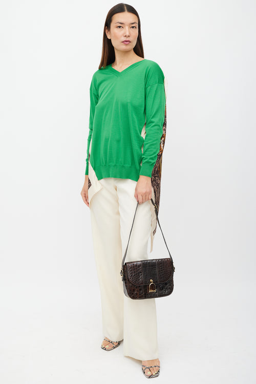 Celine Brown & Gold Leather Embossed Bag