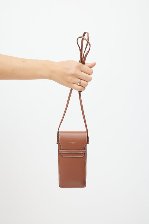 Celine Brown & Gold Leather Pouch