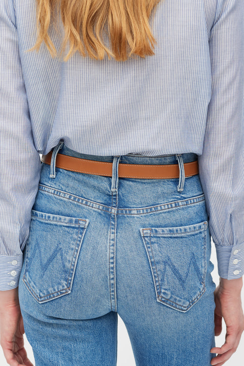 Celine Brown & Gold Triomphe Leather Belt