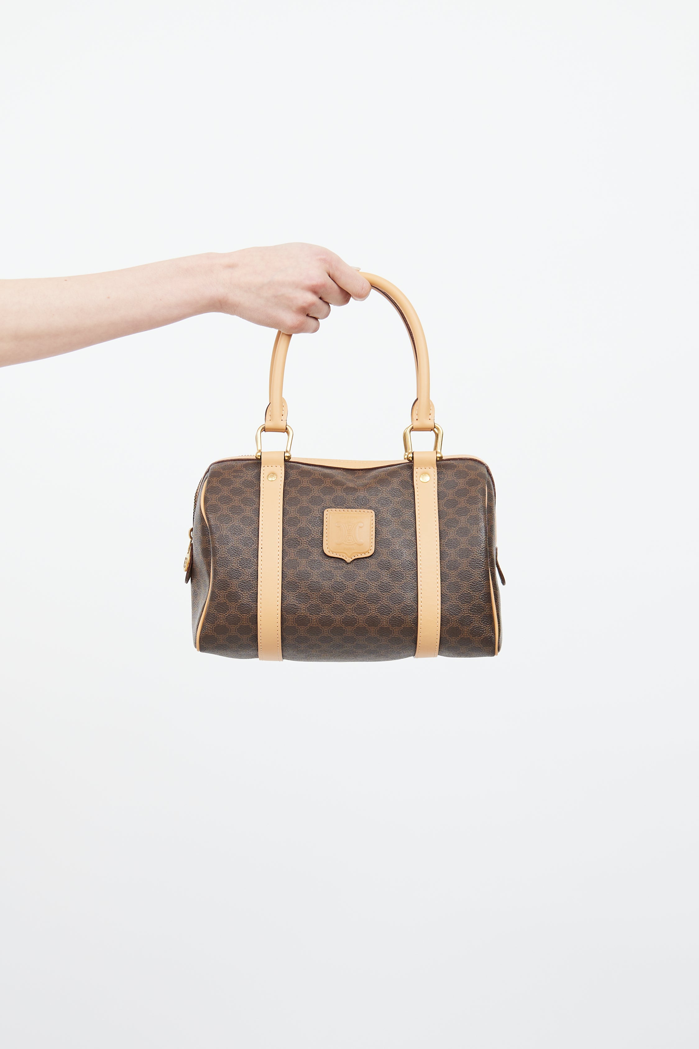 Celine Brown Macadam Boston Monogram Bag