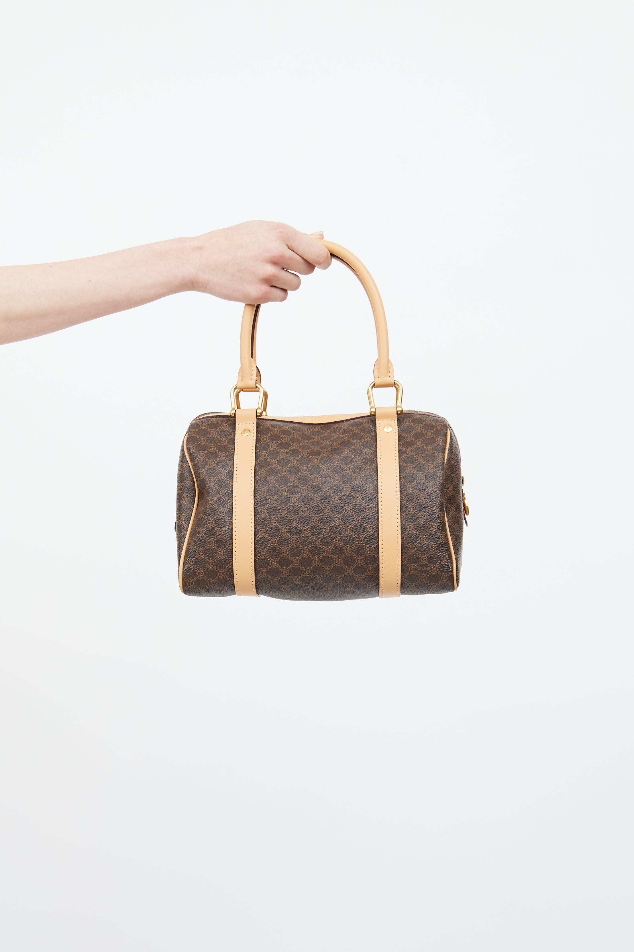Celine Brown Macadam Boston Monogram Bag
