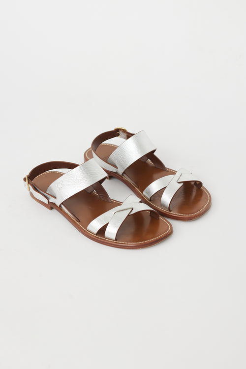 Celine Brown & Silver Strappy Sandal