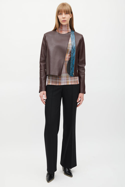 Celine Burgundy & Multicolour Leather Jacket