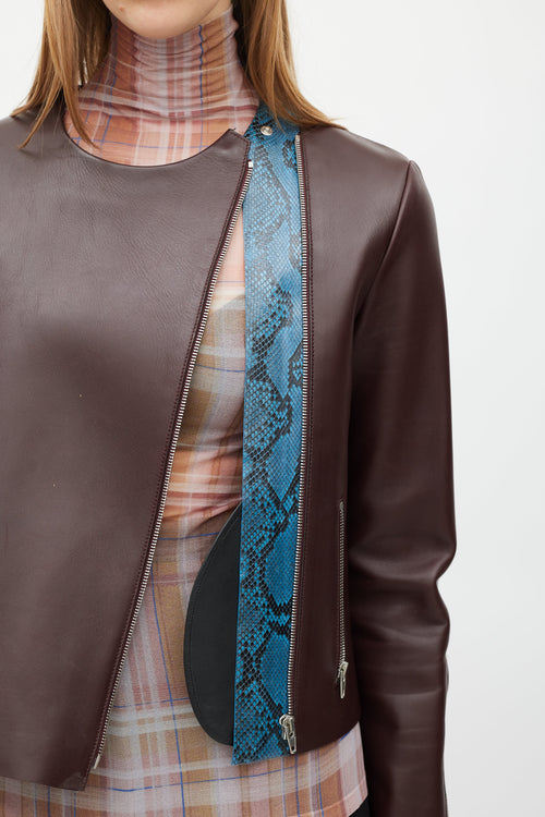Celine Burgundy & Multicolour Leather Jacket