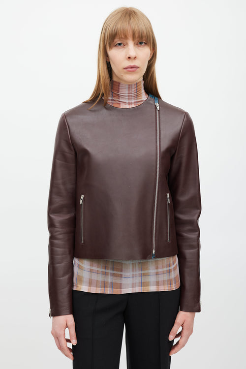 Celine Burgundy & Multicolour Leather Jacket