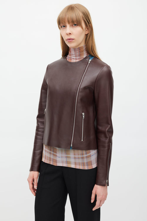 Celine Burgundy & Multicolour Leather Jacket
