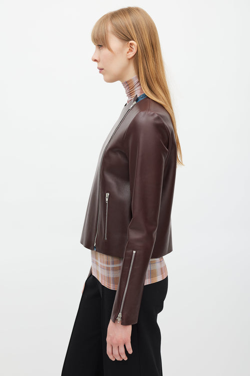 Celine Burgundy & Multicolour Leather Jacket