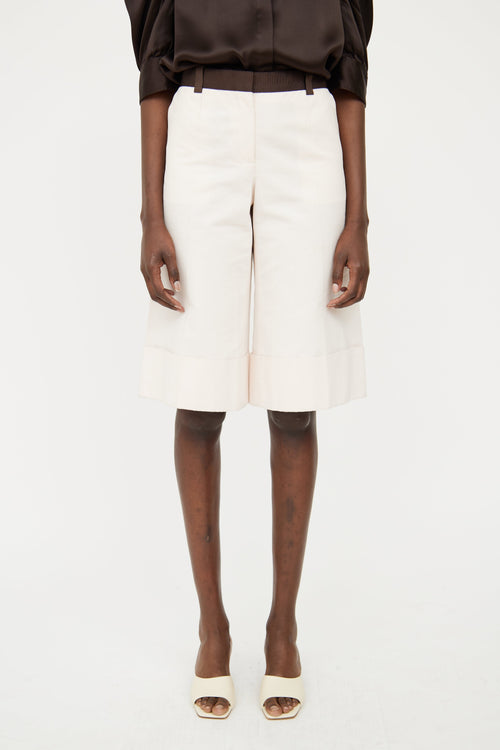 Celine Beige & Brown Cuffed Shorts