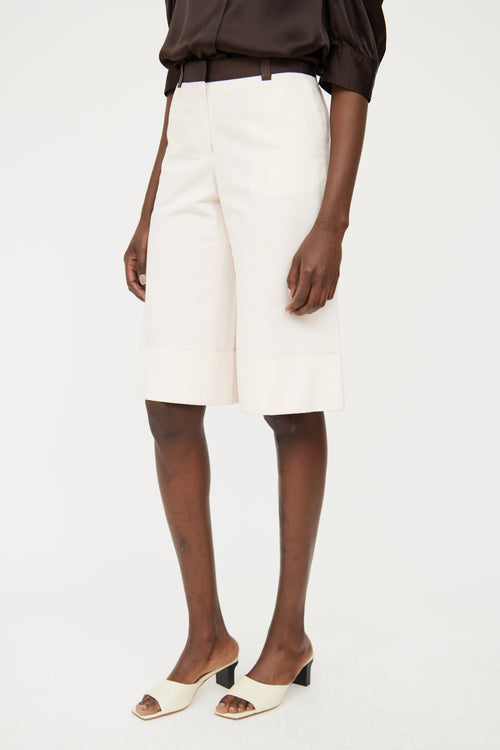 Celine Beige & Brown Cuffed Shorts
