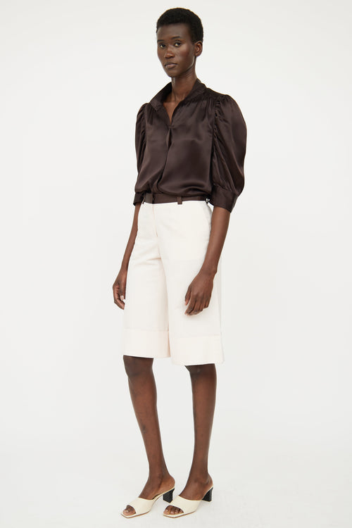 Celine Beige & Brown Cuffed Shorts