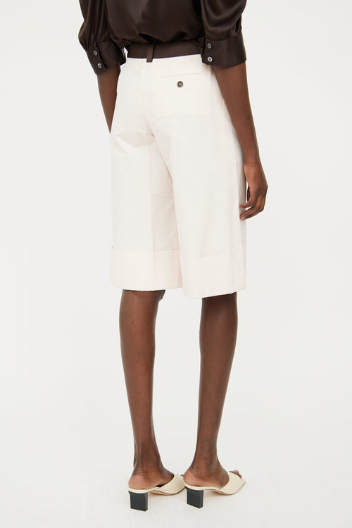 Celine Beige & Brown Cuffed Shorts