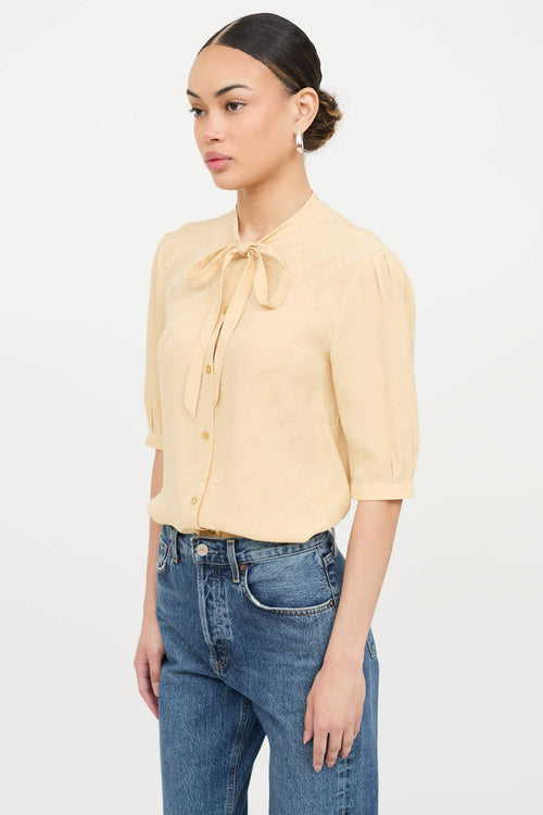 Celine Silk Jacquard Logo Blouse