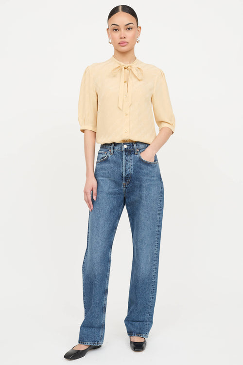 Celine Silk Jacquard Logo Blouse