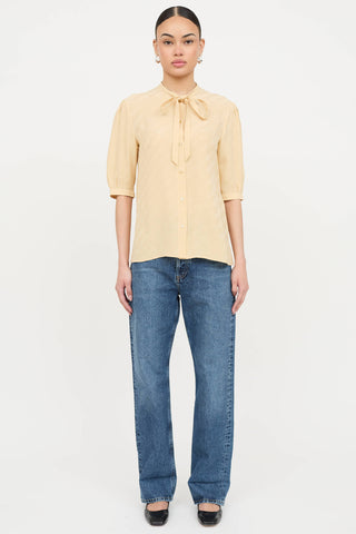 Celine Silk Jacquard Logo Blouse