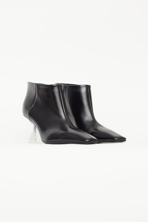 Celine Fall 2018 Black Leather & Crystal Heel Boot