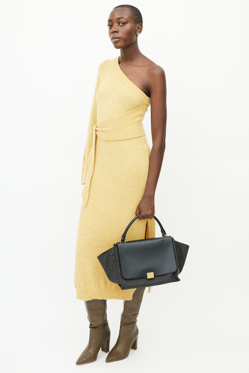 Celine Grey & Black Trapeze Wool Bag