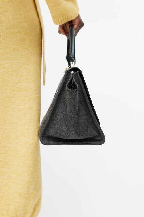Celine Grey & Black Trapeze Wool Bag