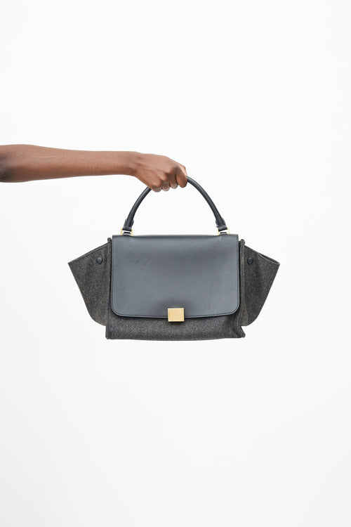 Celine Grey & Black Trapeze Wool Bag