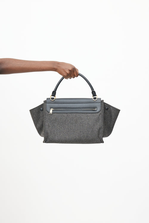 Celine Grey & Black Trapeze Wool Bag
