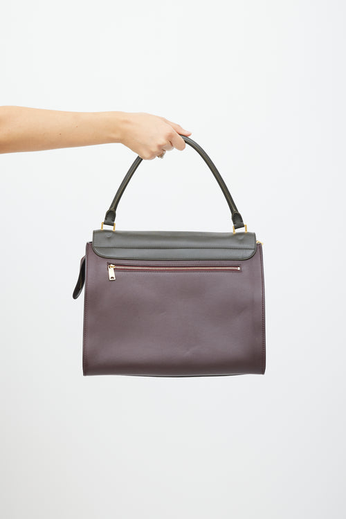 Celine Grey & Burgundy Leather Trapeze Bag