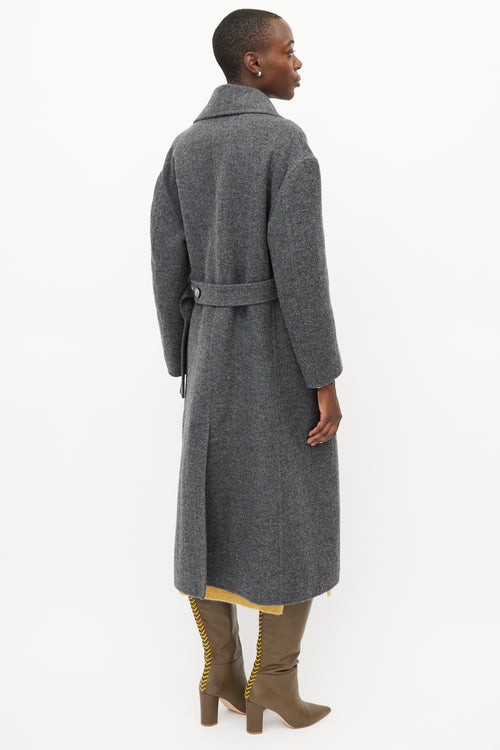 Celine Grey Double Breasted Wool Coat