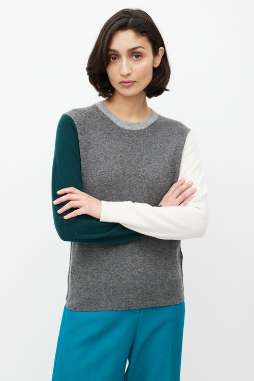 Celine Grey & Multicolour Wool Colourblock Sweater