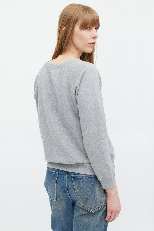 Celine Grey & Red Crest Logo Sweatshirt