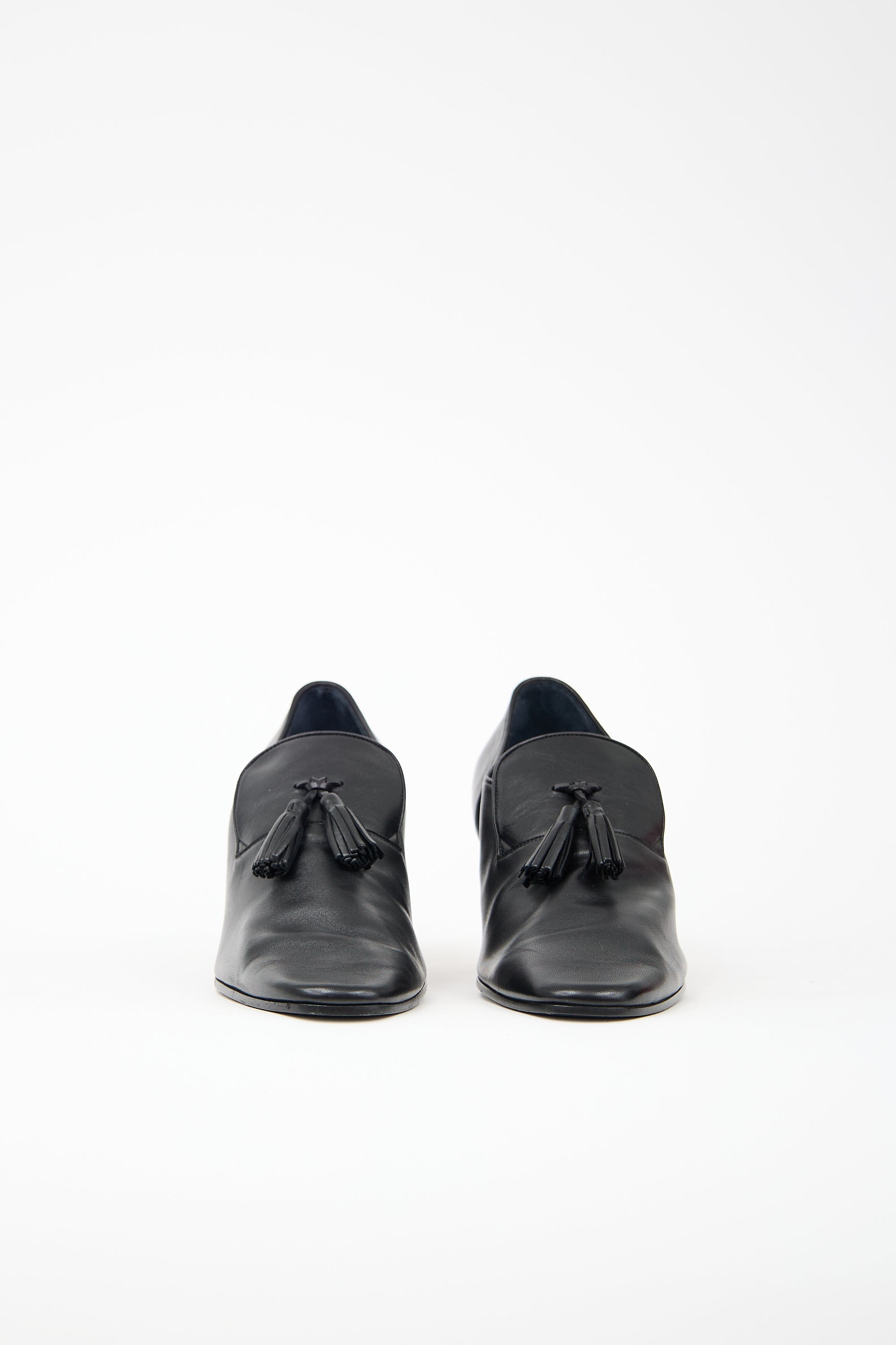 Celine Leather Tassel Heeled Loafer