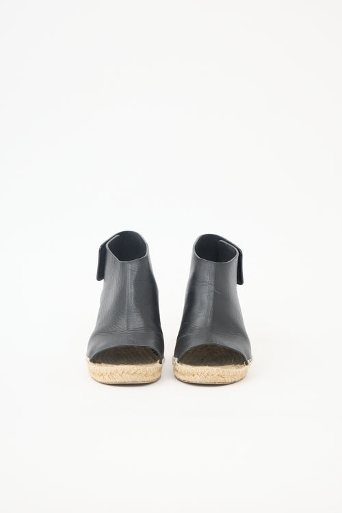 Celine Leather Espadrille Wedge Sandal