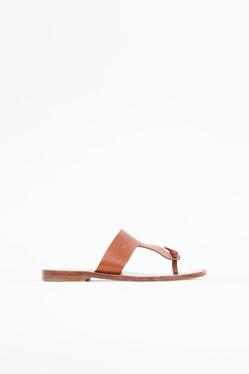 Celine Leather Knotted T-Strap Sandal