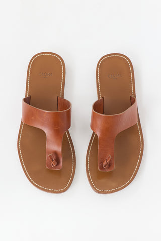 Celine Leather Knotted T-Strap Sandal