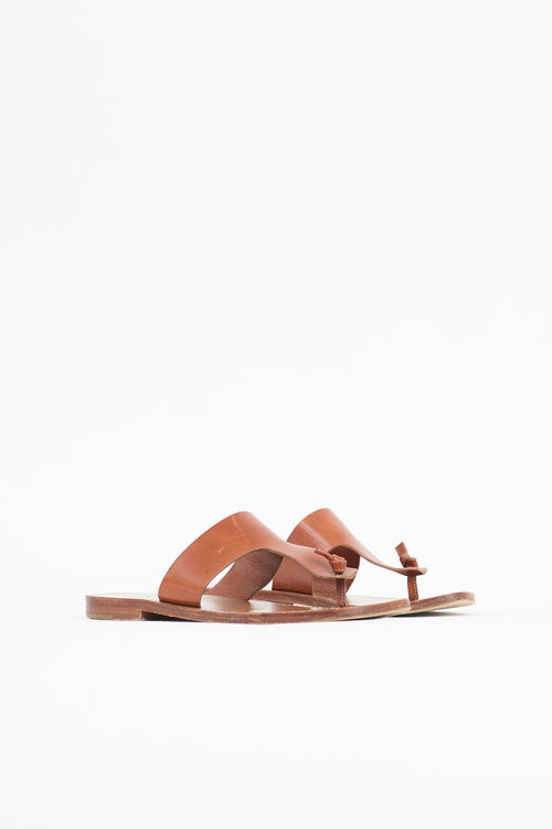 Celine Leather Knotted T-Strap Sandal