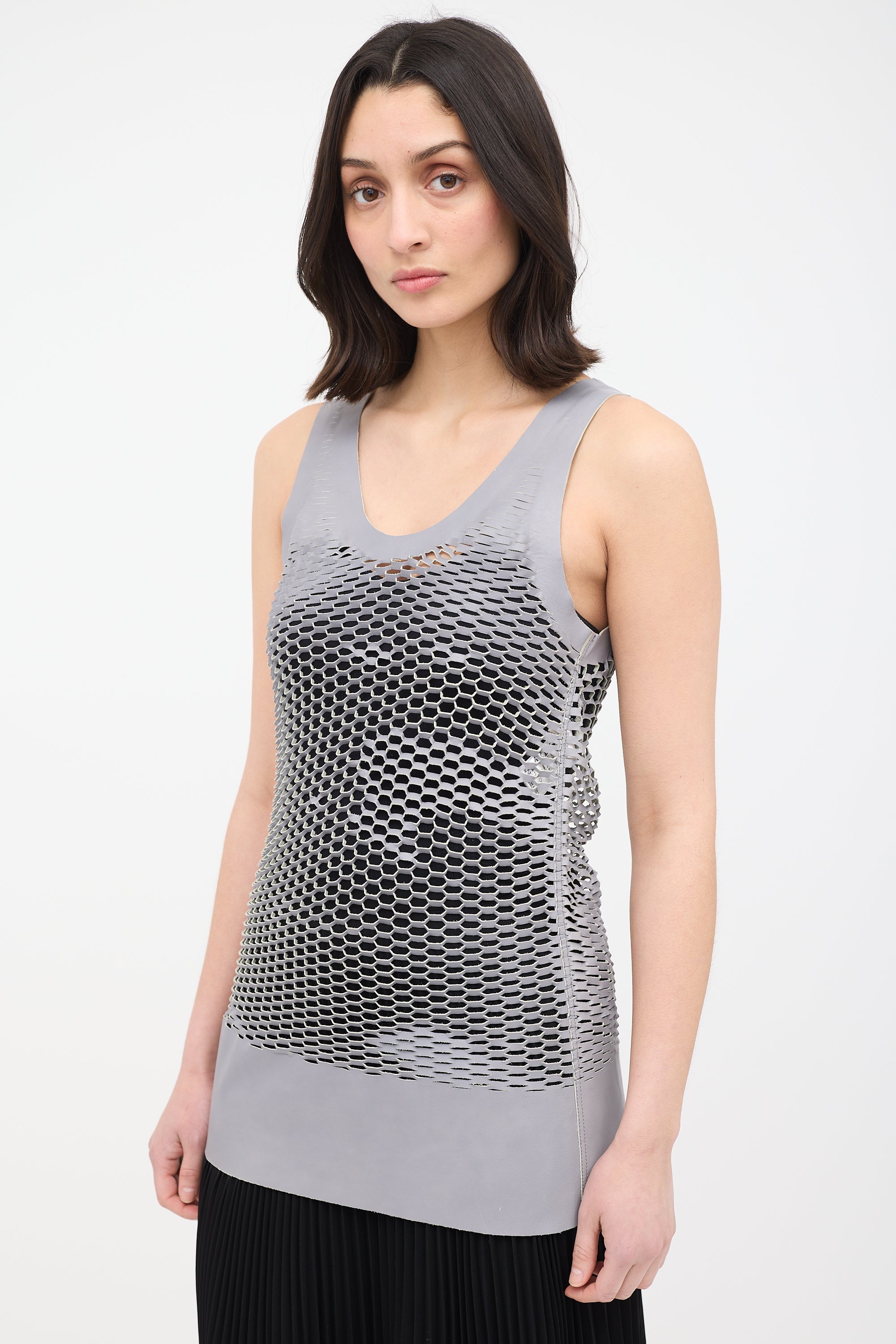 Celine Leather Laser Cut Tank Top