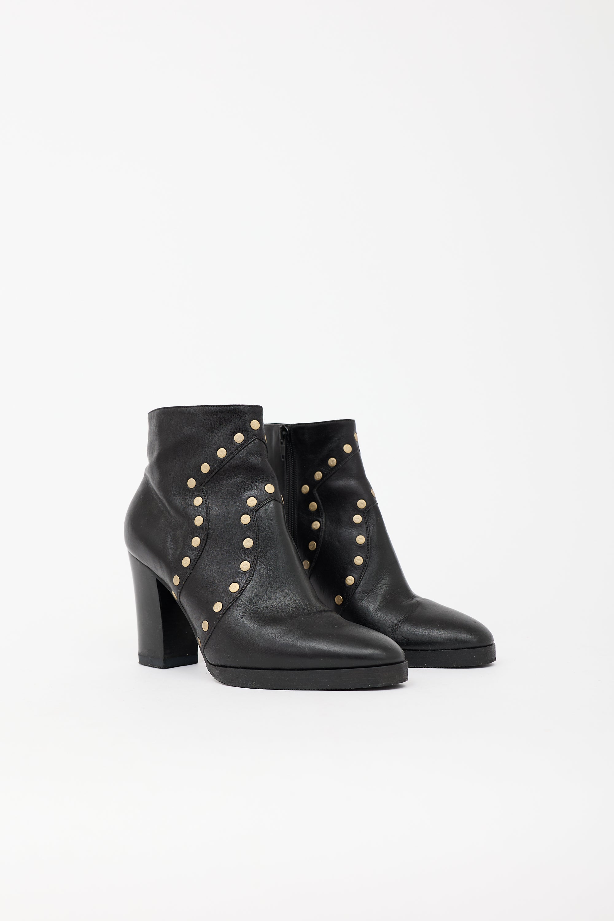 Celine Leather Studded Ankle Boot