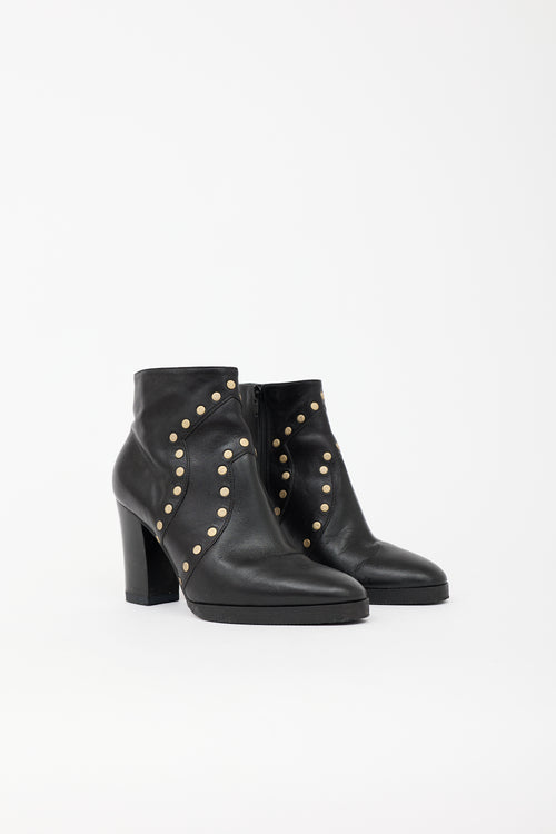Celine Leather Studded Ankle Boot