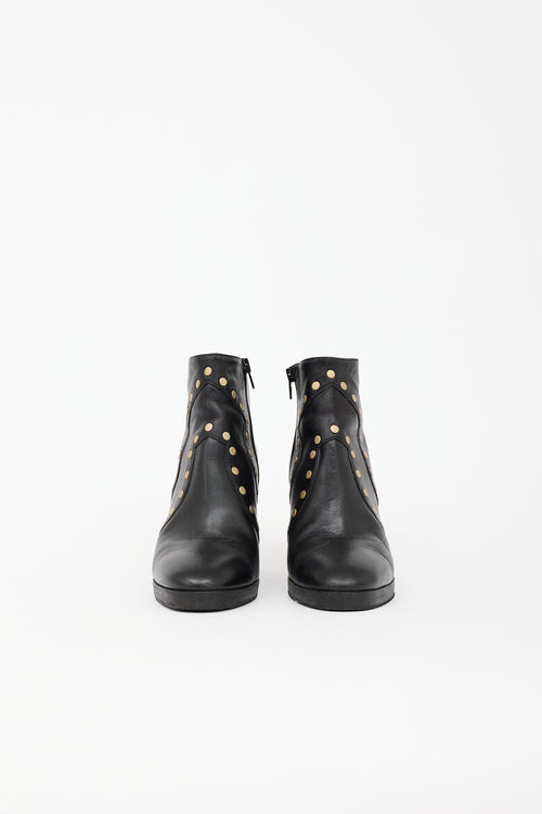 Celine Leather Studded Ankle Boot