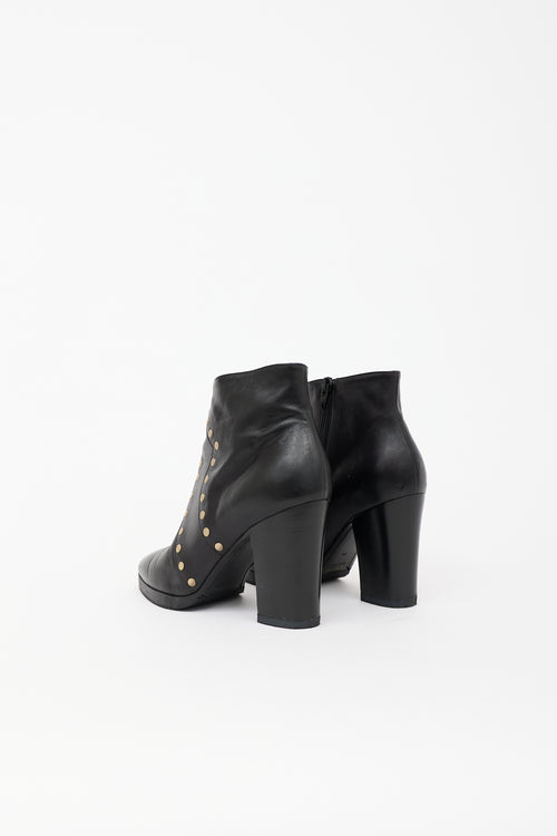 Celine Leather Studded Ankle Boot