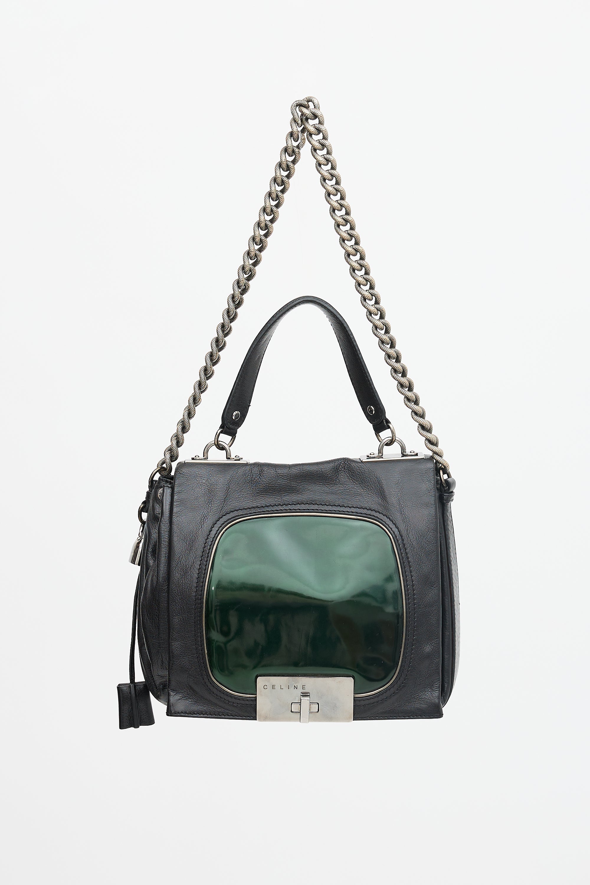 Celine Leather Turnlock Chain Bag