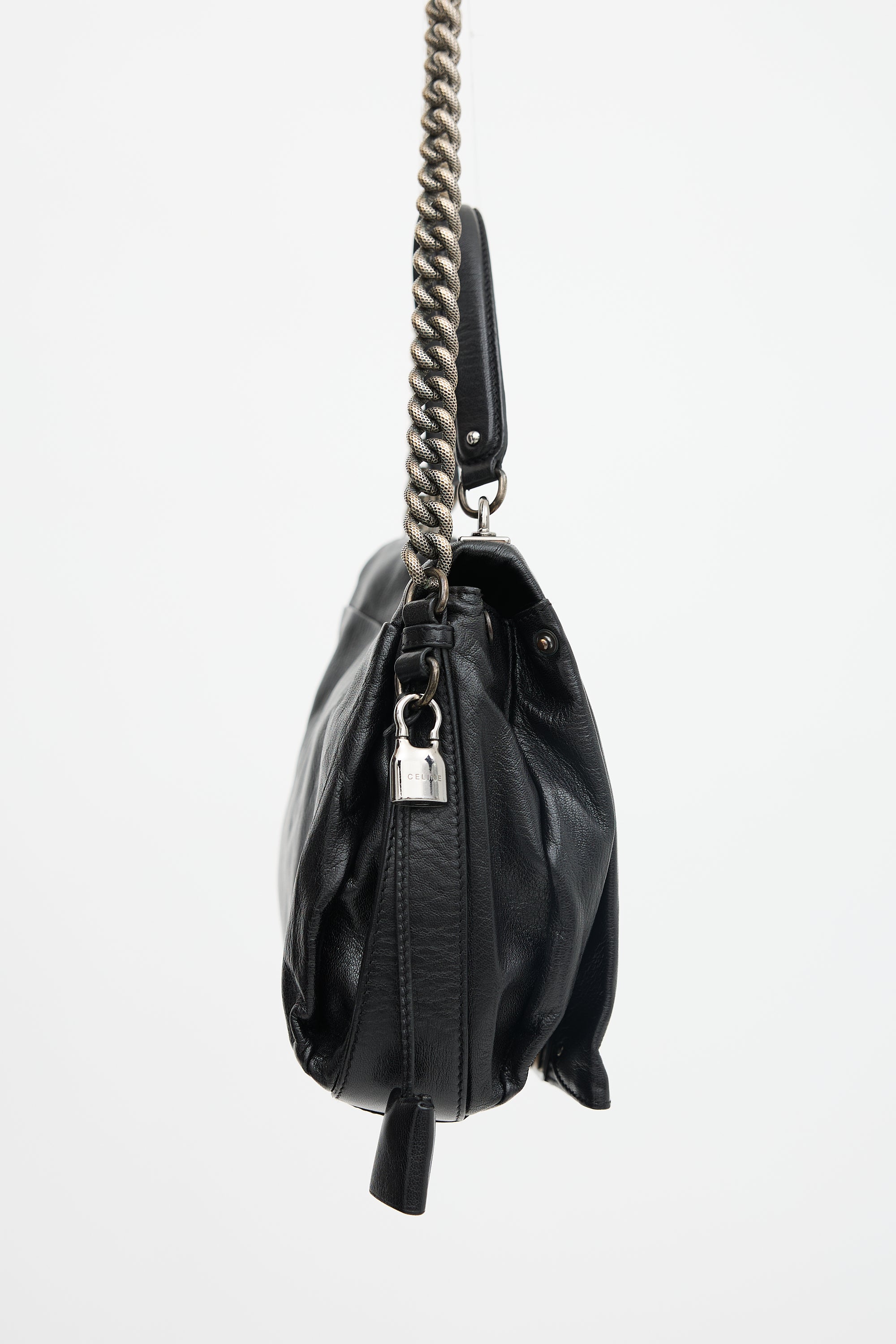 Celine Leather Turnlock Chain Bag