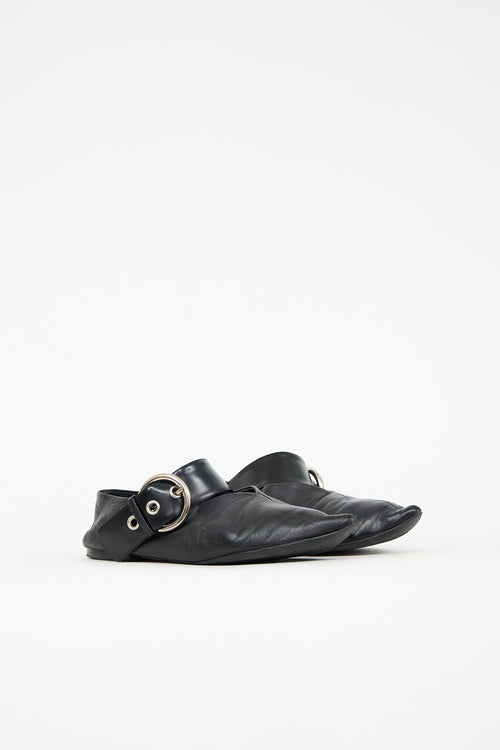 Celine Leather Buckle Pointed Toe Flat