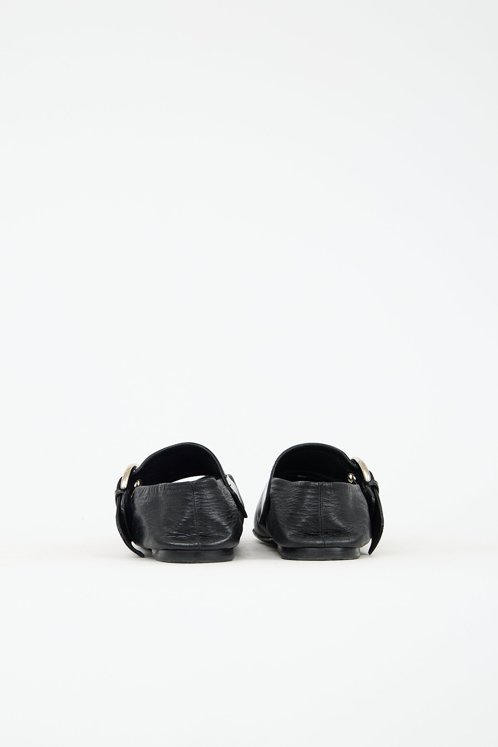 Celine Leather Buckle Pointed Toe Flat