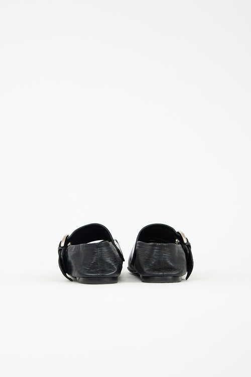 Celine Leather Buckle Pointed Toe Flat